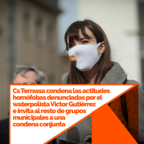 Cs Terrassa condena las actitudes homófobas denunciadas por el waterpolista Victor Gutiérrez e invita al resto de grupos municipales a una condena conjunta